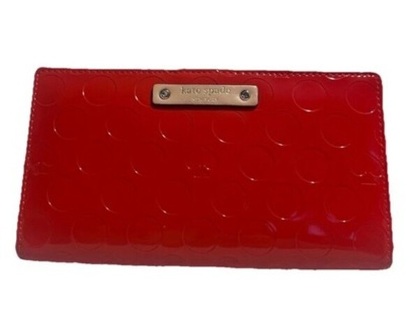 Kate Spade New York Crocodile Embossed Knightsbridge Zip Around Wallet. Red - Picture 1 of 4